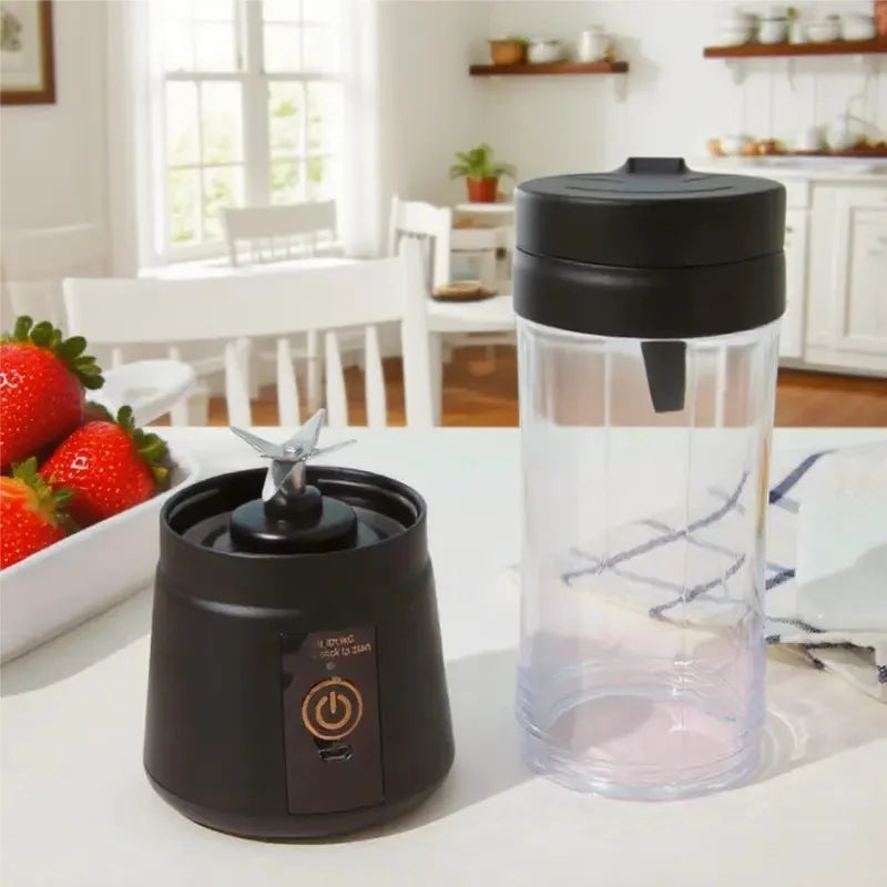 1 wireless portable electric juicer (400ml), juicing cup, vibrating screen, TYPE-C charging mini juicer (6-piece double cup)