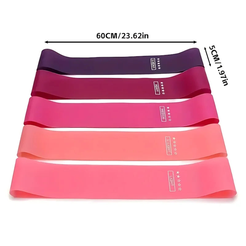 5 Piece Exercise Resistance Bands, Latex Loop Set. For Strength Training, Home and Travel