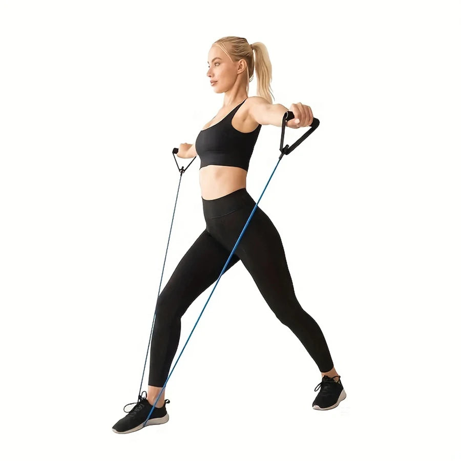 1pc 4-Level Resistance Bands with Handles for Home Workouts, Strength Training, Yoga and Pilates