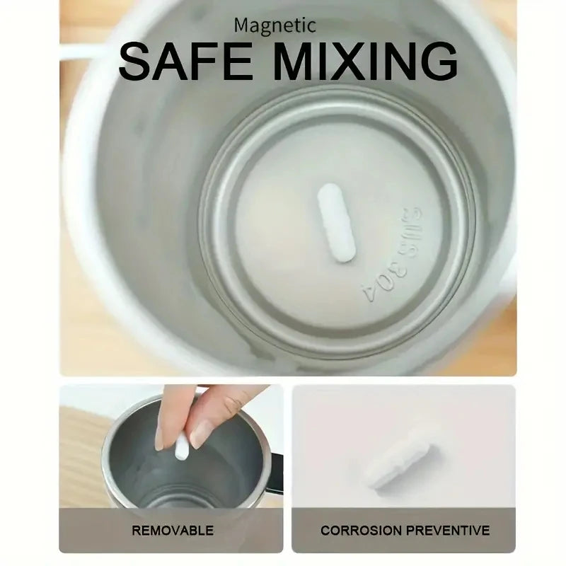 Smart Coffee Cup LED Display, USB Charging, and Magnetic Mixing Function