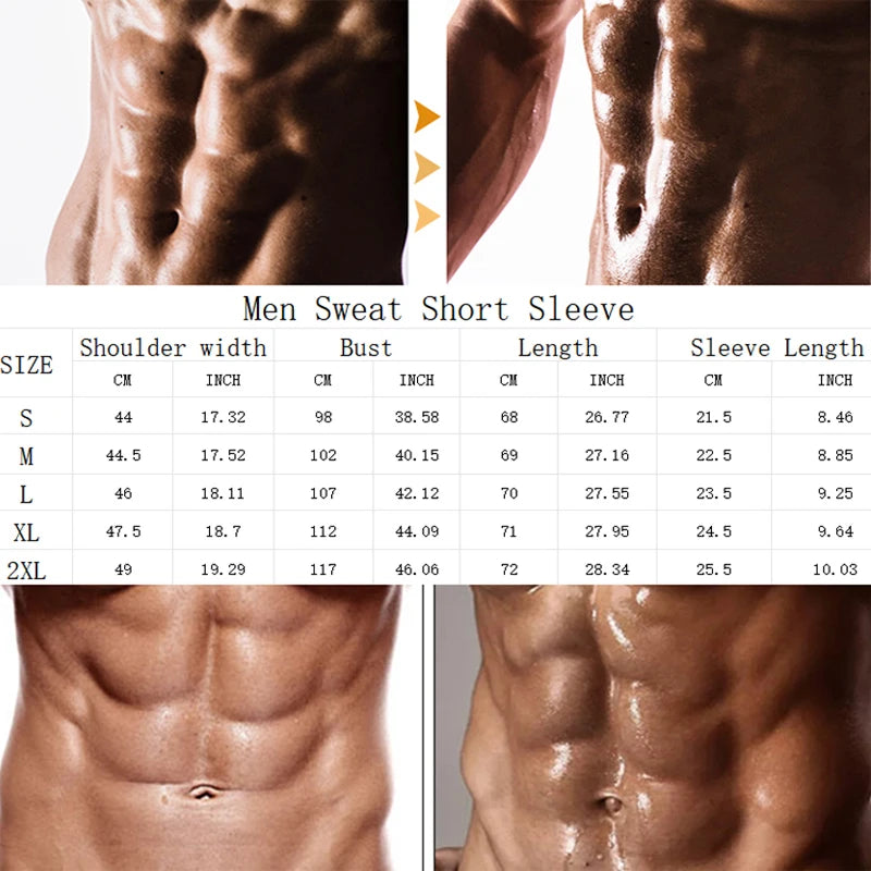 Sauna Shirt, Sweat Suit, Short Sleeve Compression T-Shirt for Weight Loss, Body Shaper, Workout, and Sports