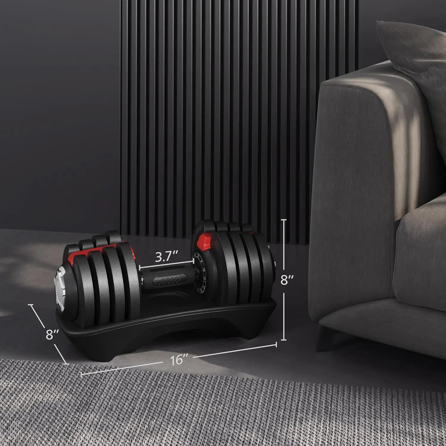 Adjustable Dumbbell Set 28-90LBS with Anti-Slip Handle and Tray for Home Gym Strength Training