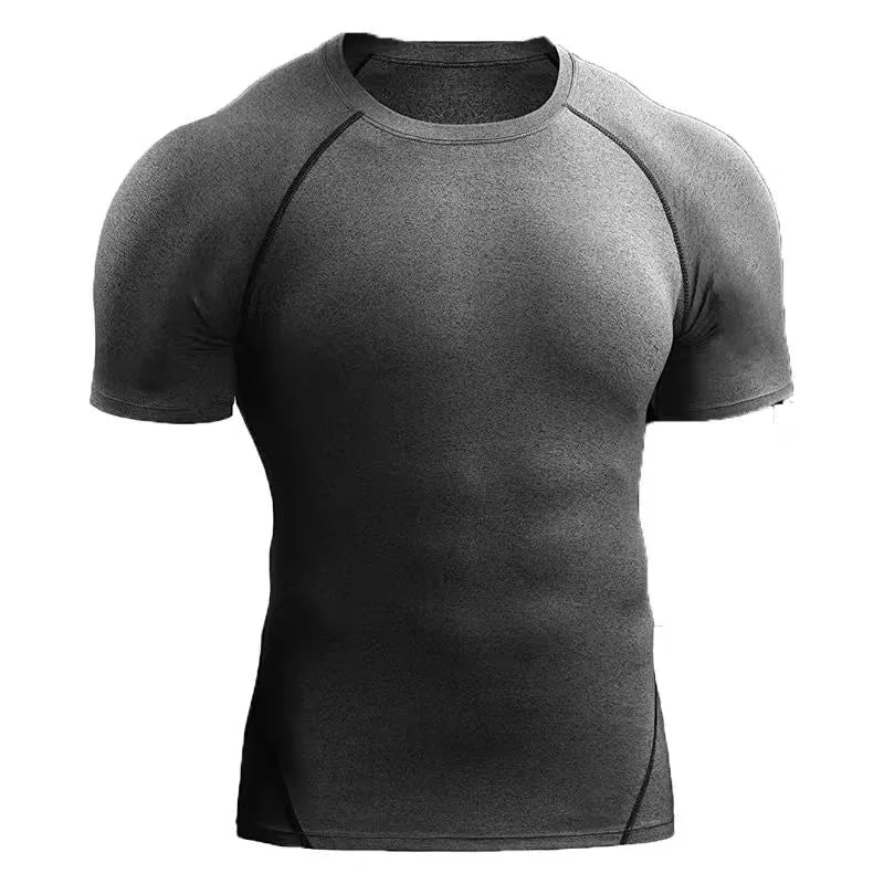 Fitness clothes, men's outdoor sports, quick drying, short sleeved t-shirt, training, pro running, stretch, tight fitting