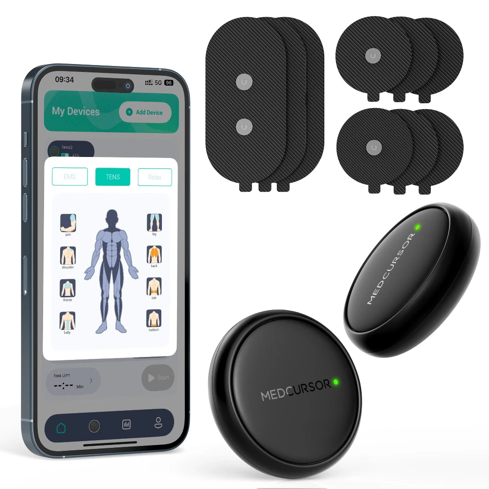 3-in-1 TENS EMS Unit Wireless, Dual Channel Muscle Stimulator, 25 Intensities, 8 Areas App Control, Back Pain Relief Therapy