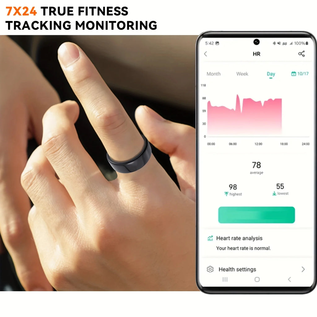 Smart Ring with Charging Case, Heart Rate, Oxygen Monitoring, Temperature Monitor, Waterproof for Android and IOS