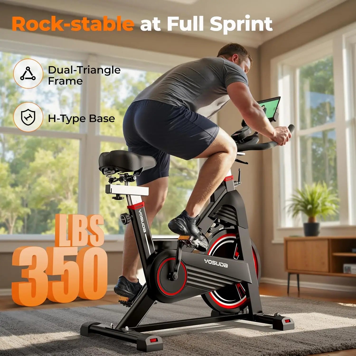 YOSUDA PRO Magnetic Exercise Bike, 350 lbs Weight Capacity - Indoor Cycling Bike Stationary with Comfortable Seat Cushion