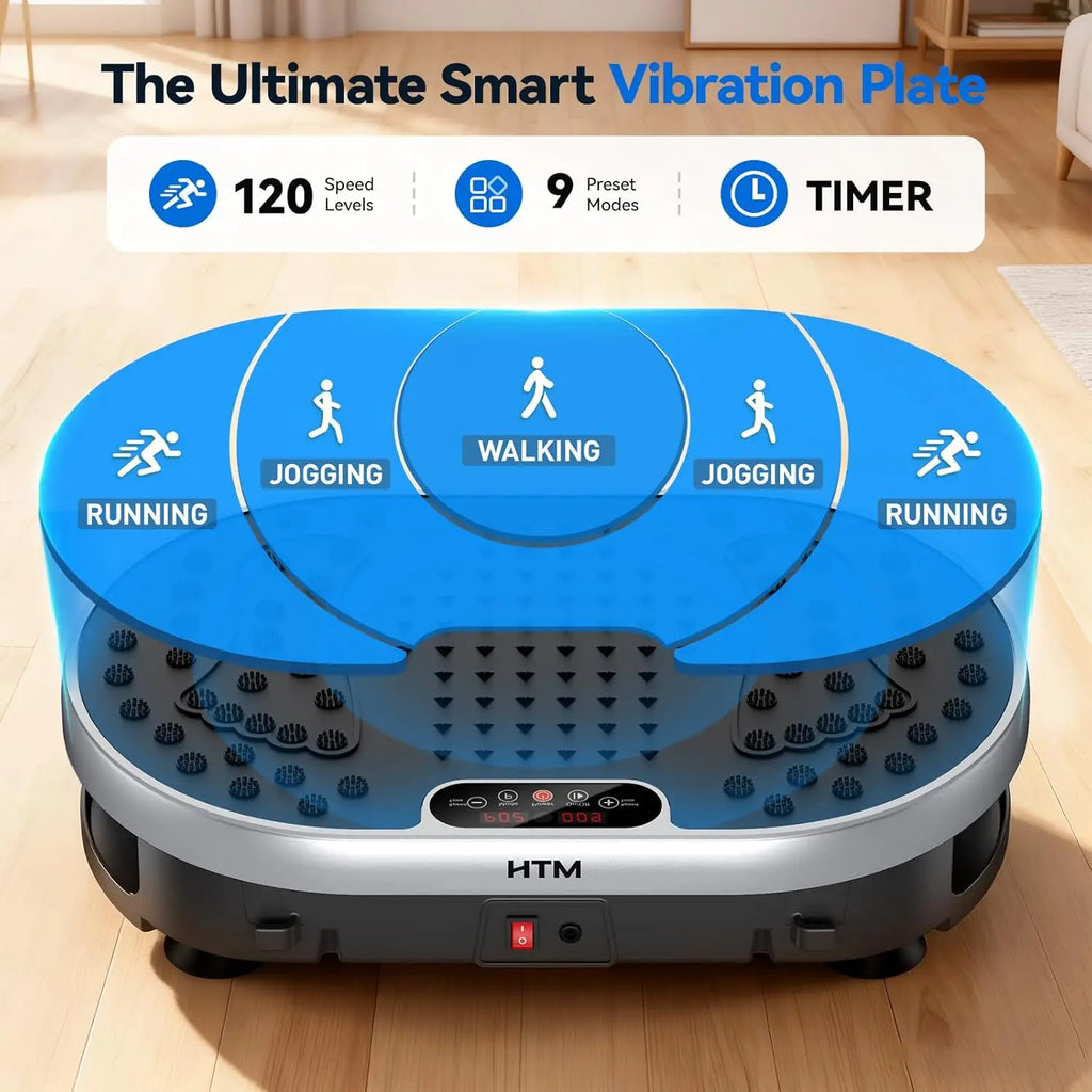 Vibration Plate Exercise Machine, 120 Speed Levels, 9 Preset Programs, Home Fitness Equipment, Weight Loss, Fat Burning, Muscle Toning