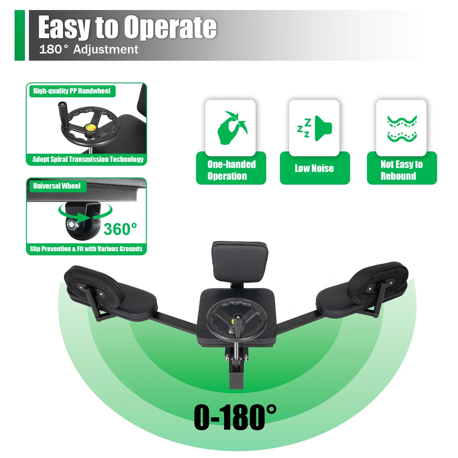Leg Stretcher Machine 180° Split Trainer with Backrest, Silent Rollers for Home Gym and Yoga