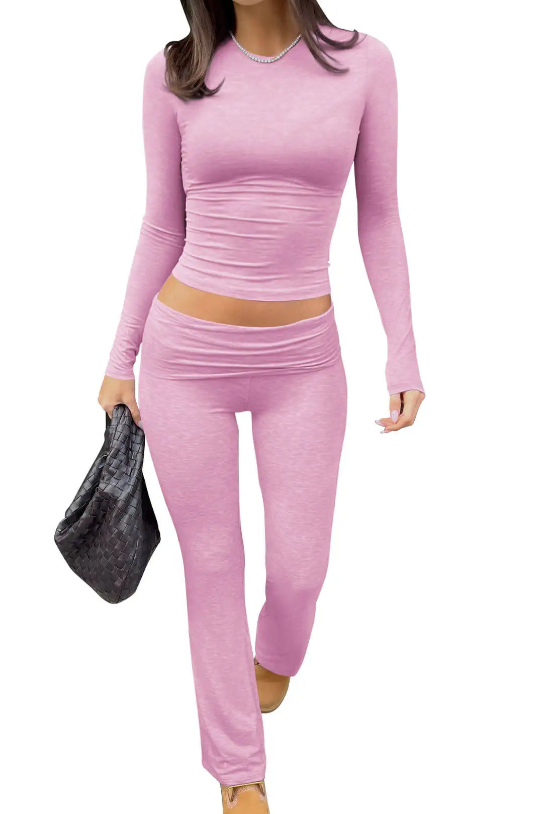 Women's Yoga Two-Piece Yoga Set, Long-Sleeve, Wide-Leg Activewear