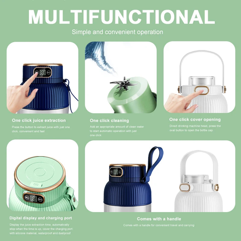 1000ML Portable Juicer Blender, Fruit Juicer, USB Charging, Lemon, Orange, Fruit Juicing, Cup Smoothie, Blender Machine