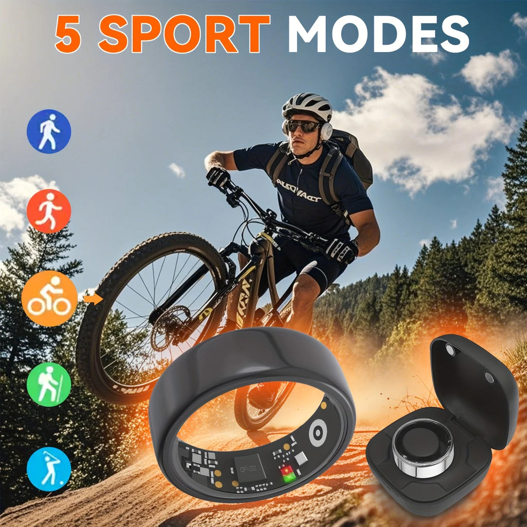 Smart Ring with Charging Case, Heart Rate, Oxygen Monitoring, Temperature Monitor, Waterproof for Android and IOS