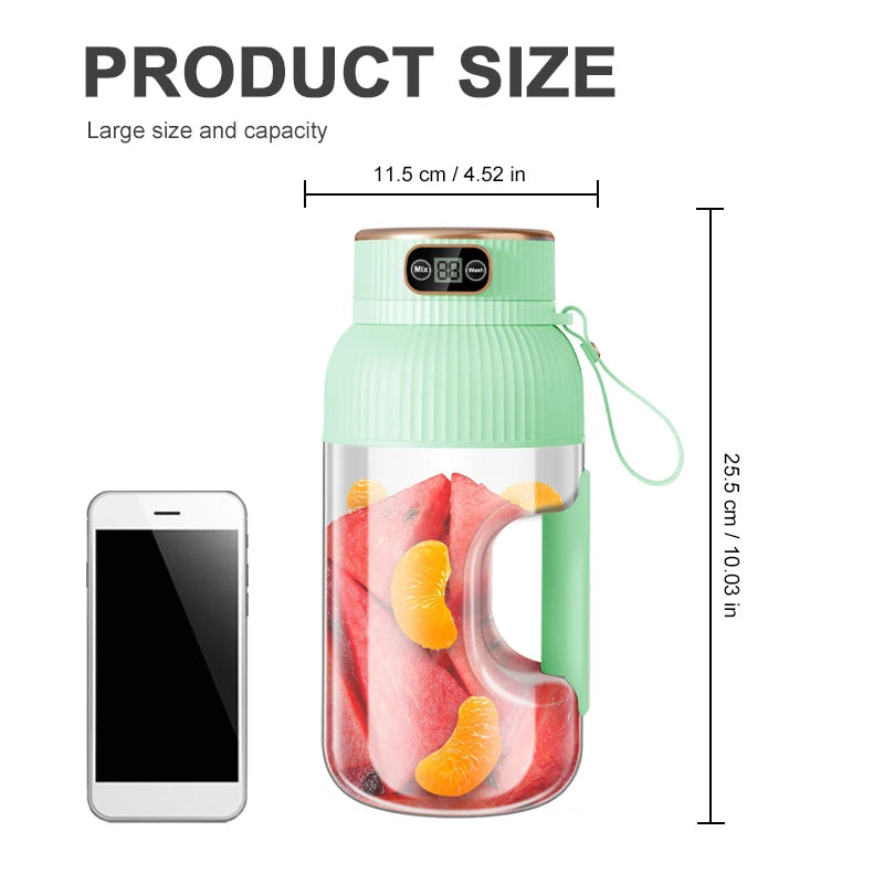 1000ML Portable Juicer Blender, Fruit Juicer, USB Charging, Lemon, Orange, Fruit Juicing, Cup Smoothie, Blender Machine