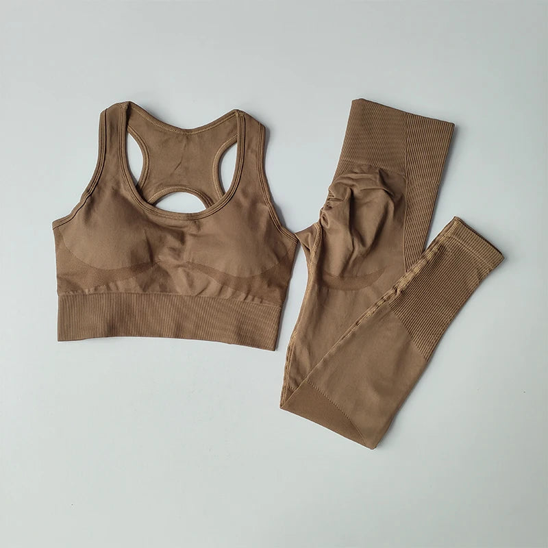 2PCS Women's Sports Bra Set, Professional Fitness Tank Top Bra, Shockproof, Running Leggings, and Yoga Suit