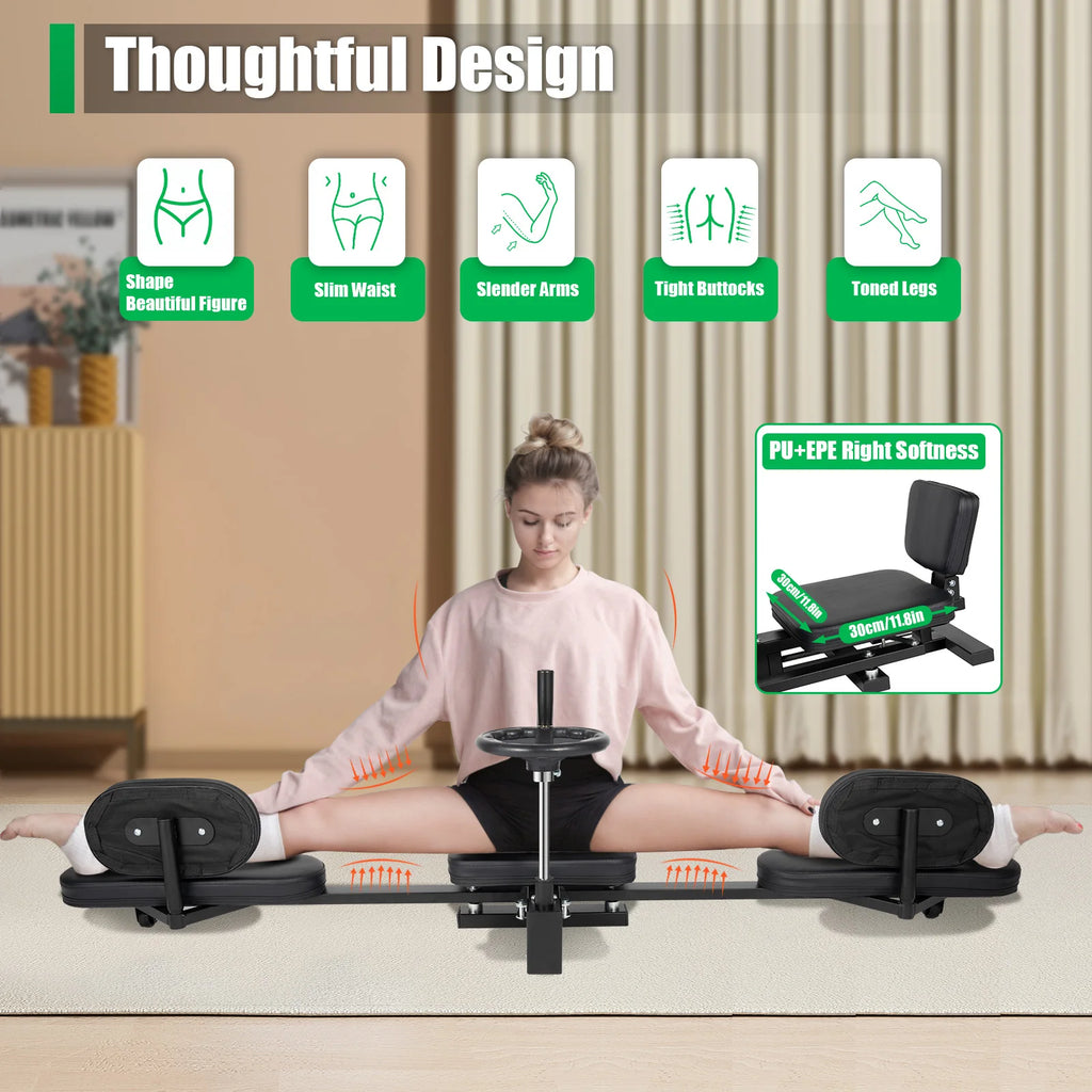 Leg Stretcher Machine 180° Split Trainer with Backrest, Silent Rollers for Home Gym and Yoga