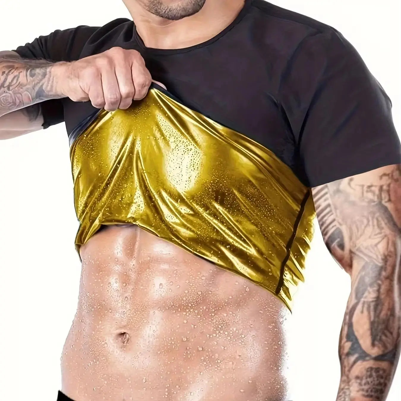 Sauna Shirt, Sweat Suit, Short Sleeve Compression T-Shirt for Weight Loss, Body Shaper, Workout, and Sports