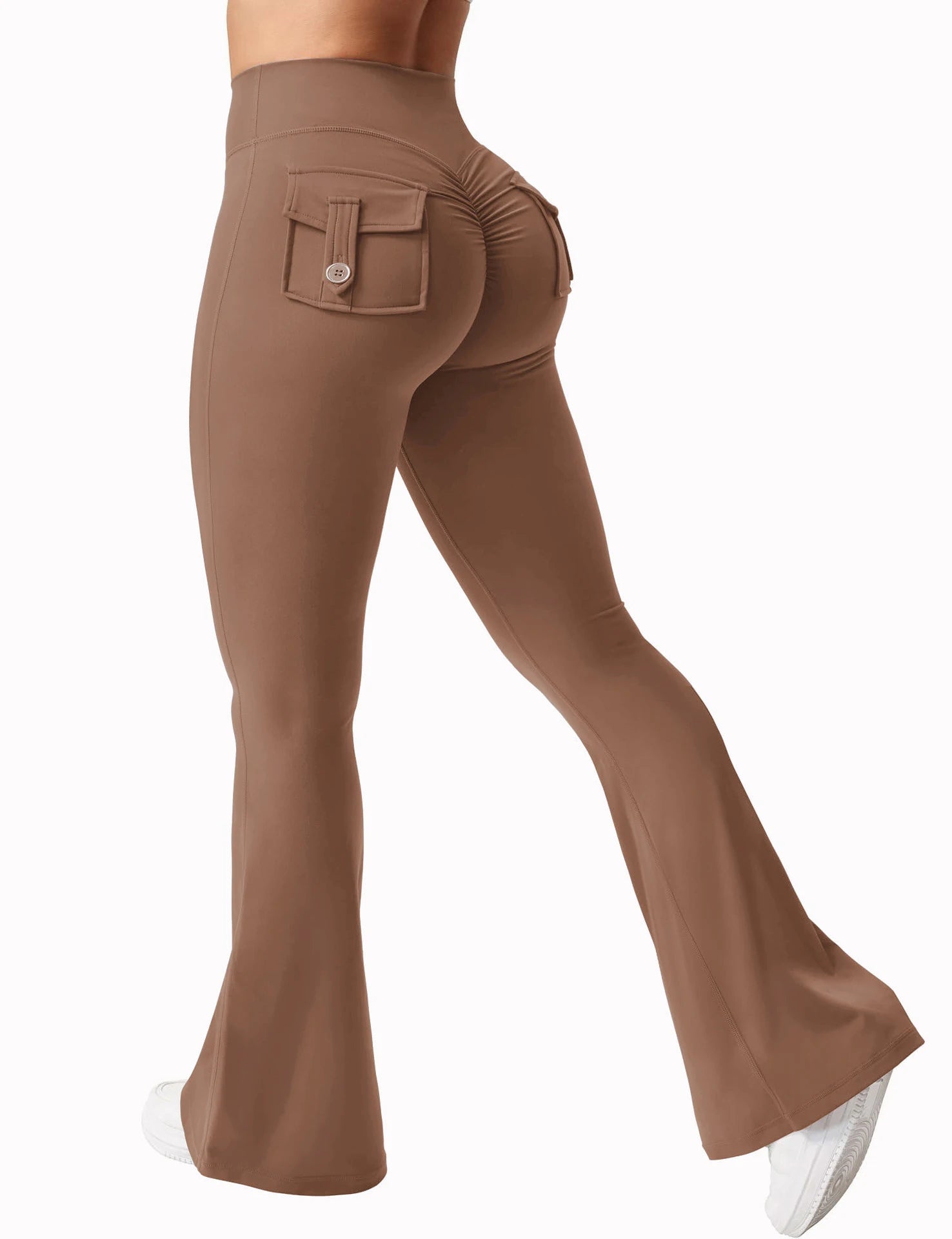 Summer Women's Cargo Pocket Fitness Tights, High-Waisted, Stretch Butt Lift, Yoga Running Pants