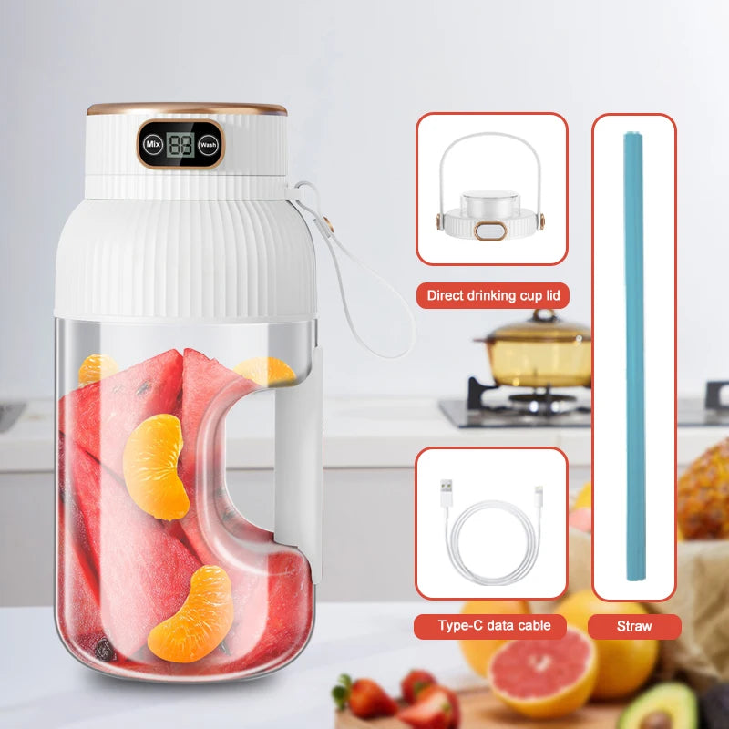 1000ML Portable Juicer Blender, Fruit Juicer, USB Charging, Lemon, Orange, Fruit Juicing, Cup Smoothie, Blender Machine
