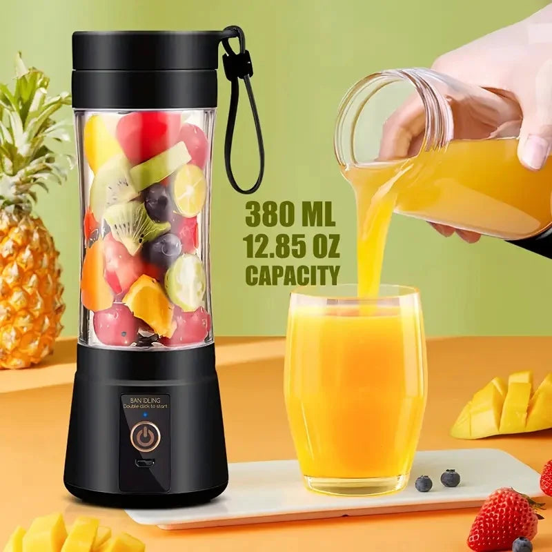 1 wireless portable electric juicer (400ml), juicing cup, vibrating screen, TYPE-C charging mini juicer (6-piece double cup)