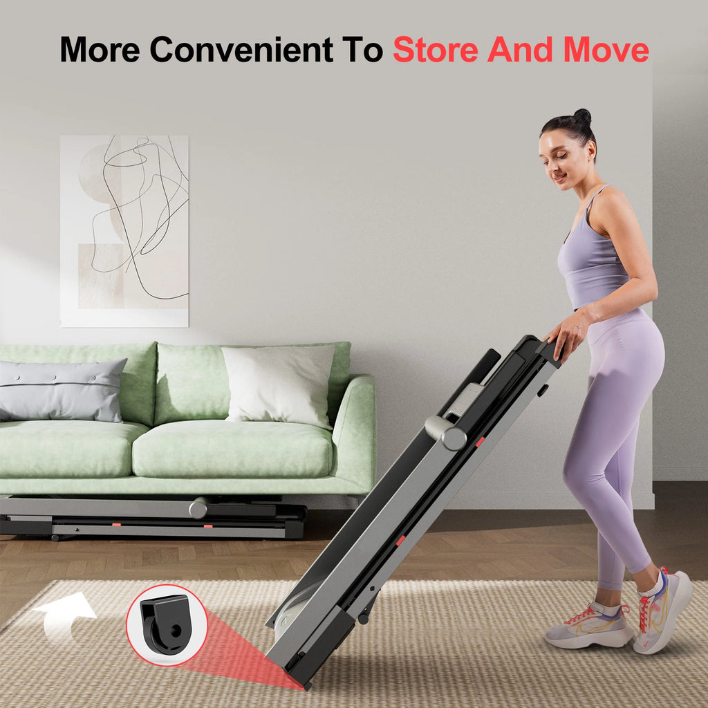 3.5HP Foldable Home Treadmill with Handle Bar, Touch Screen Smart App Data Monitoring, 350LBS Capacity