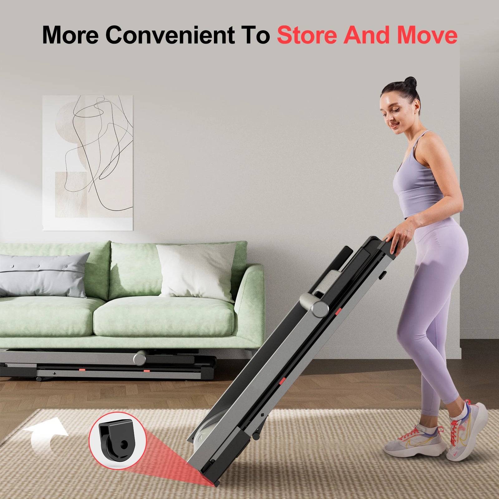 3.5HP Foldable Home Treadmill with Handle Bar, Touch Screen Smart App Data Monitoring, 350LBS Capacity