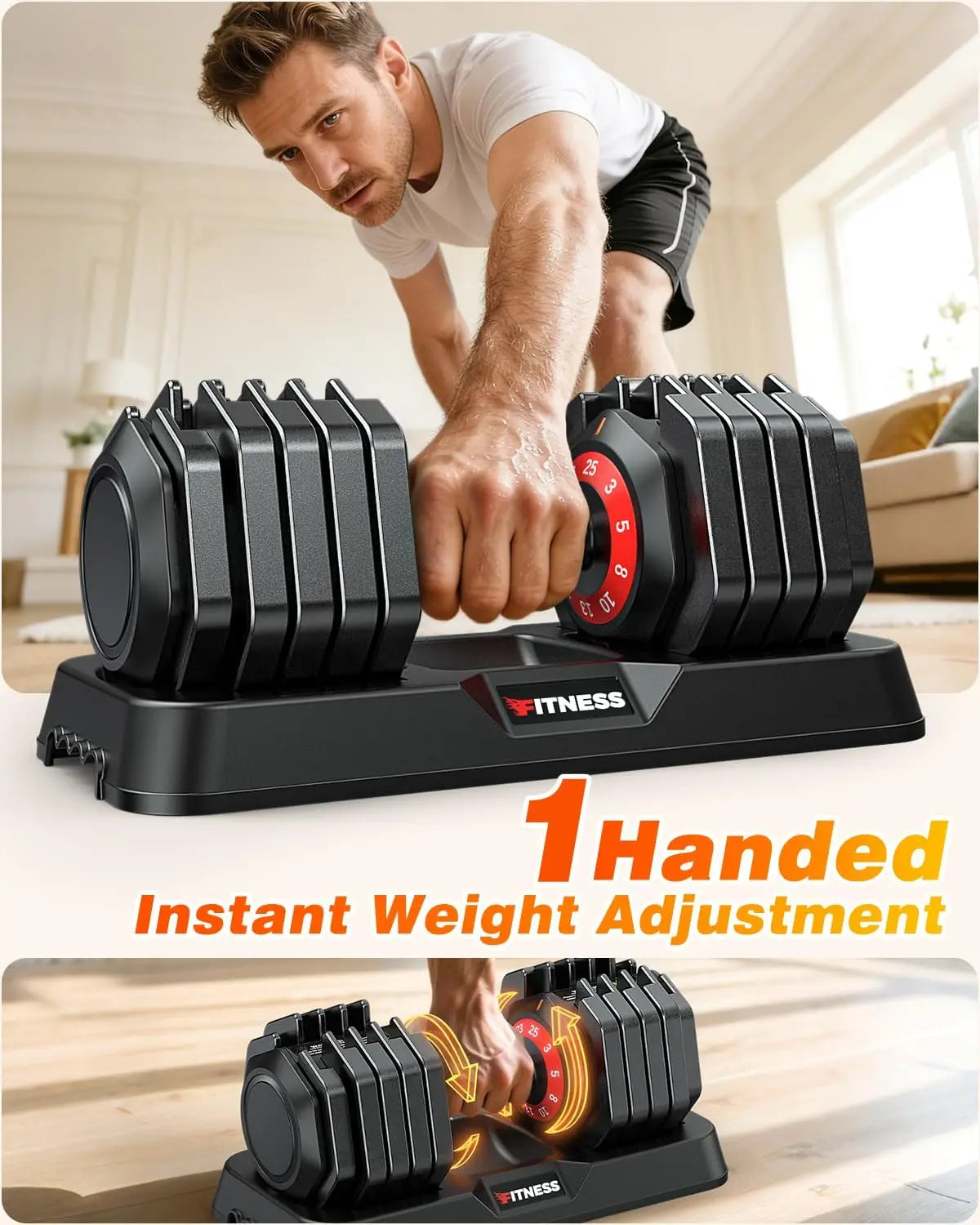 Fast Adjustable Weights for Home Gym, Compact Size with Anti-Slip Handle