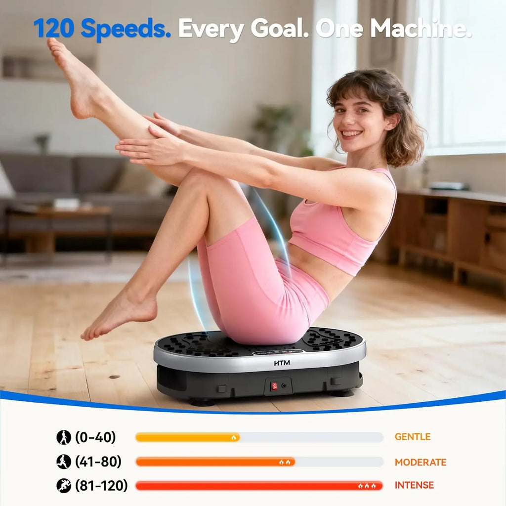 Vibration Plate Exercise Machine, 120 Speed Levels, 9 Preset Programs, Home Fitness Equipment, Weight Loss, Fat Burning, Muscle Toning