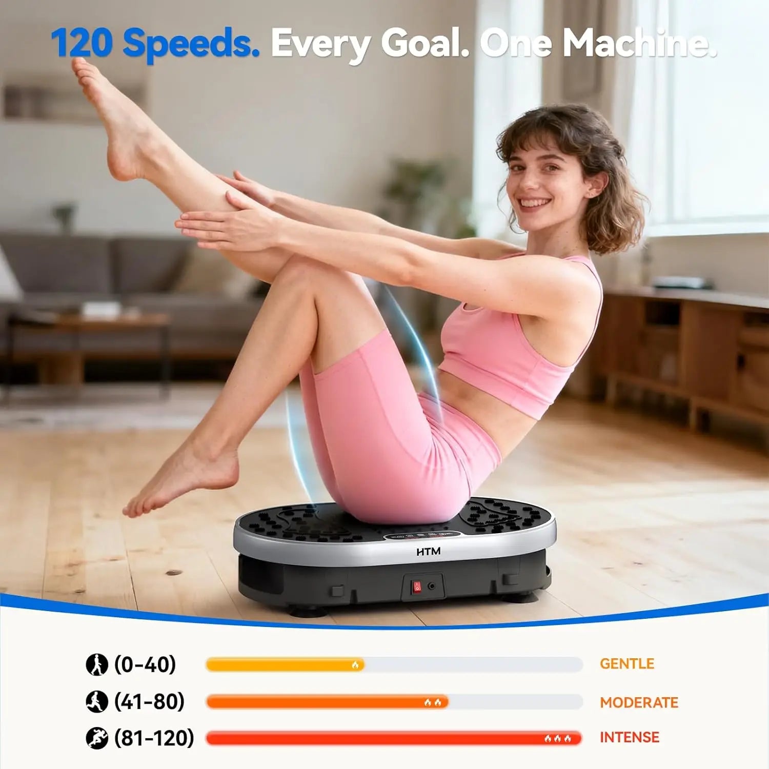 Vibration Plate Exercise Machine, 120 Speed Levels, 9 Preset Programs, Home Fitness Equipment, Weight Loss, Fat Burning, Muscle Toning