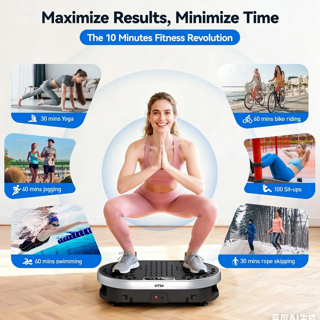 Vibration Plate Exercise Machine, 120 Speed Levels, 9 Preset Programs, Home Fitness Equipment, Weight Loss, Fat Burning, Muscle Toning