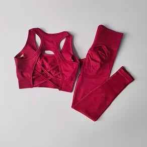 2PCS Women's Sports Bra Set, Professional Fitness Tank Top Bra, Shockproof, Running Leggings, and Yoga Suit