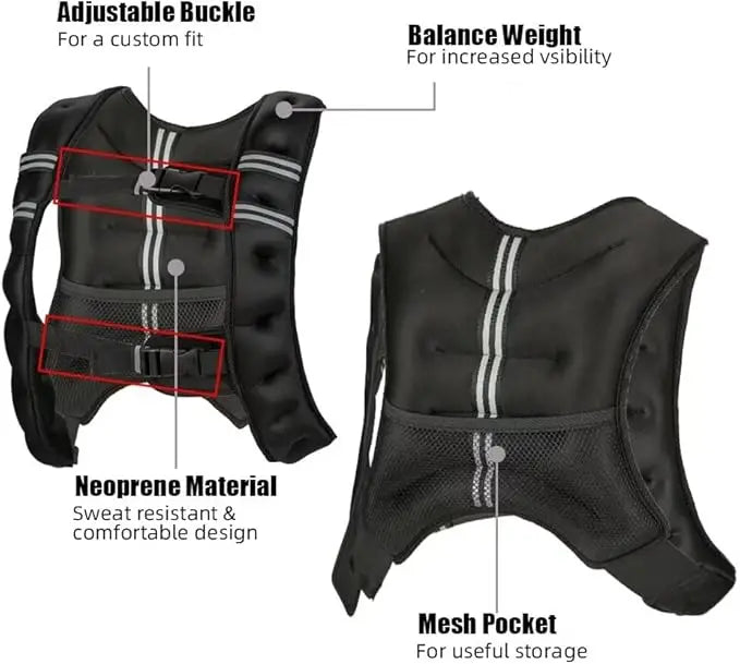 Workout and Training Weighted Vest for Men and Women, 12 -30 Lbs Weights Included