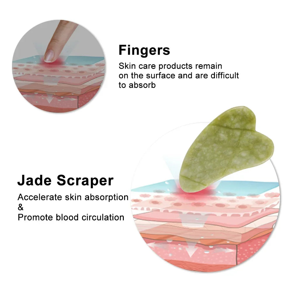 Natural Rose Face Crystal Stone Jade Massager for Body, Facial, Eye, and Acupuncture Face Lift