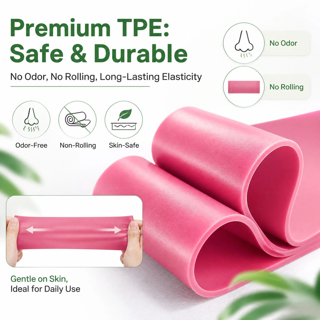 TPE Resistance Bands, Set 5 Levels, Non-Slip Exercise Booty Bands for Hip, Legs, Glutes, Workout, Yoga, and Fitness
