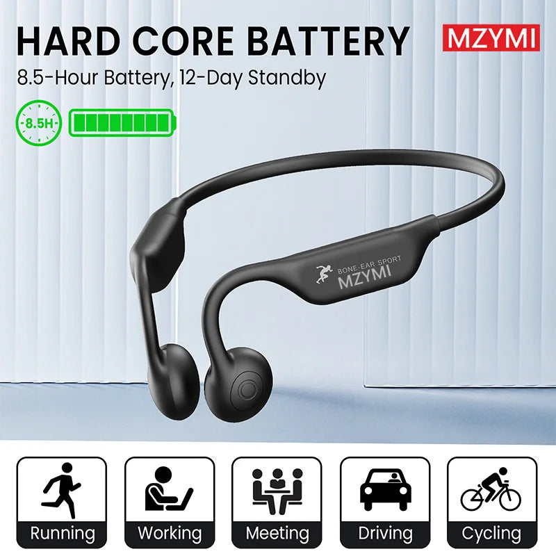 TWS Earphone Bone Conduction Waterproof Bluetooth Neckband Headset with Built-in Mic