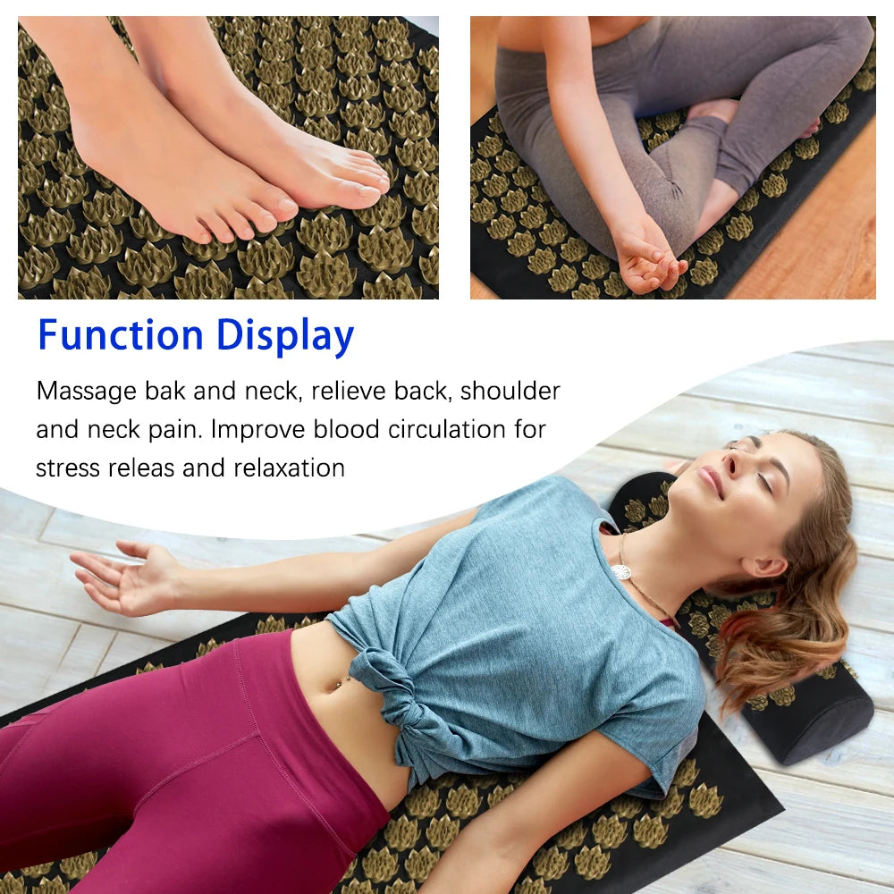 Shiatsu Acupressure Massage Pad with Sport Fitness Cushion Pillow Massager for Yoga and Pilates Exercise