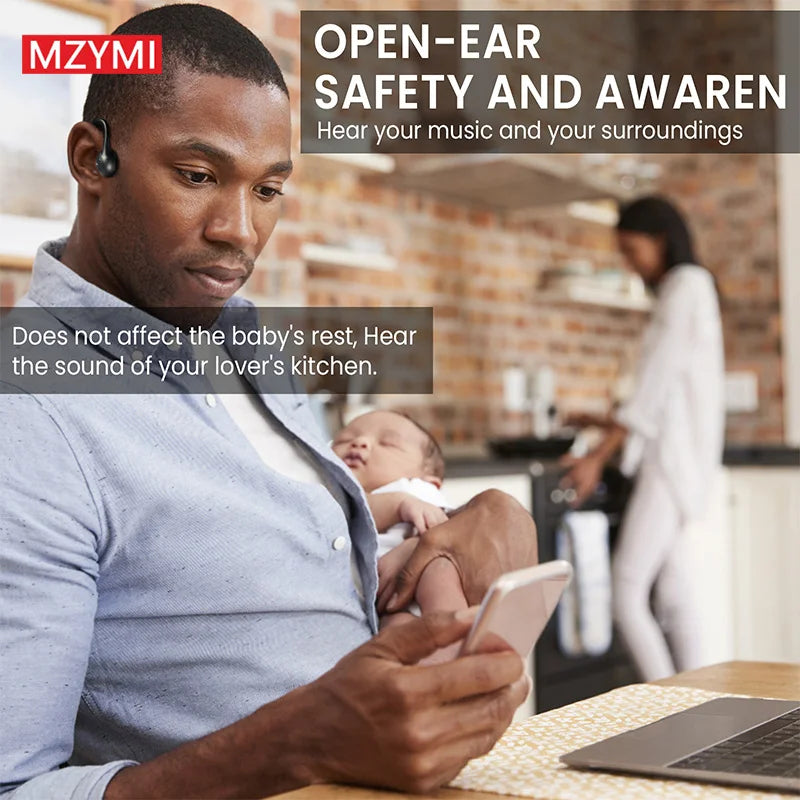 TWS Earphone Bone Conduction Waterproof Bluetooth Neckband Headset with Built-in Mic
