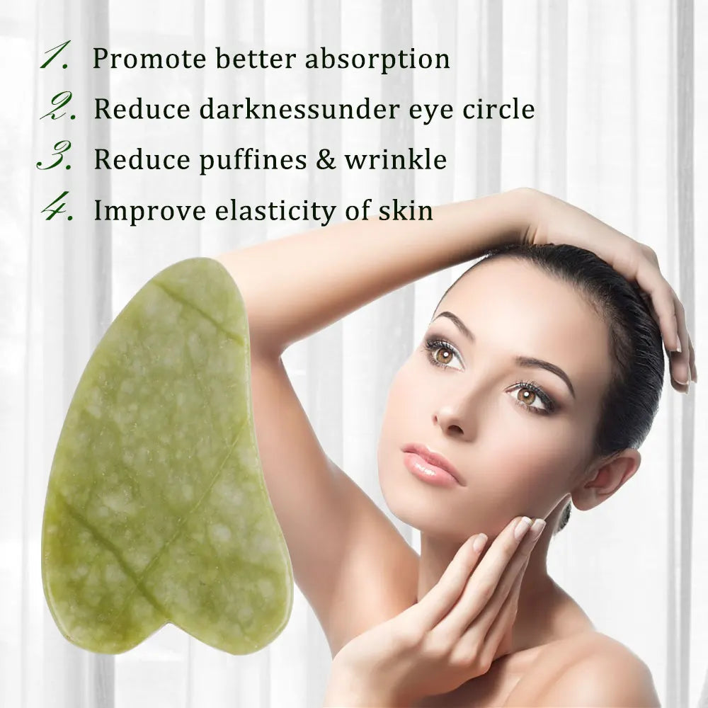 Natural Rose Face Crystal Stone Jade Massager for Body, Facial, Eye, and Acupuncture Face Lift