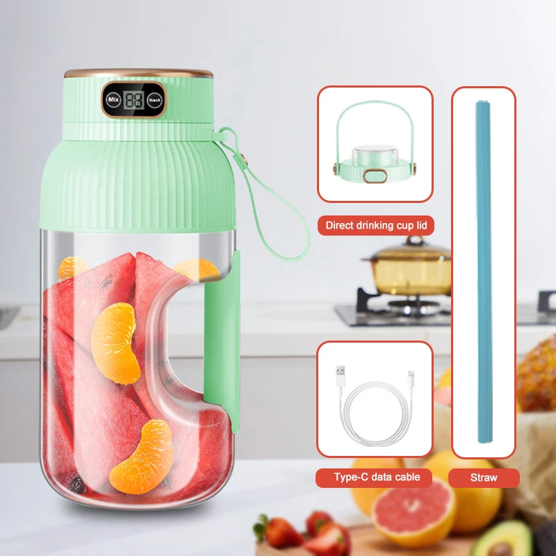 1000ML Portable Juicer Blender, Fruit Juicer, USB Charging, Lemon, Orange, Fruit Juicing, Cup Smoothie, Blender Machine