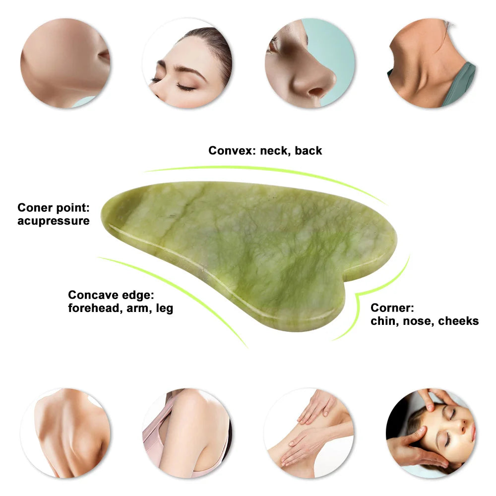 Natural Rose Face Crystal Stone Jade Massager for Body, Facial, Eye, and Acupuncture Face Lift