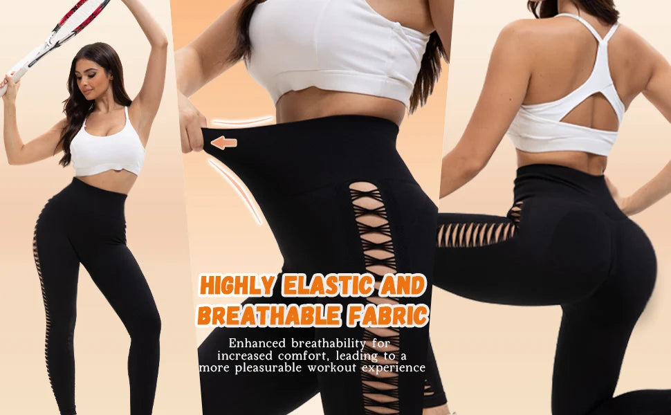 2 Pack Women's Fitness Yoga Leggings, High Waisted, Sexy, Butt Lifting, Seamless, Solid Color, and Breathable