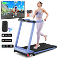 3.5HP Foldable Home Treadmill with Handle Bar, Touch Screen Smart App Data Monitoring, 350LBS Capacity