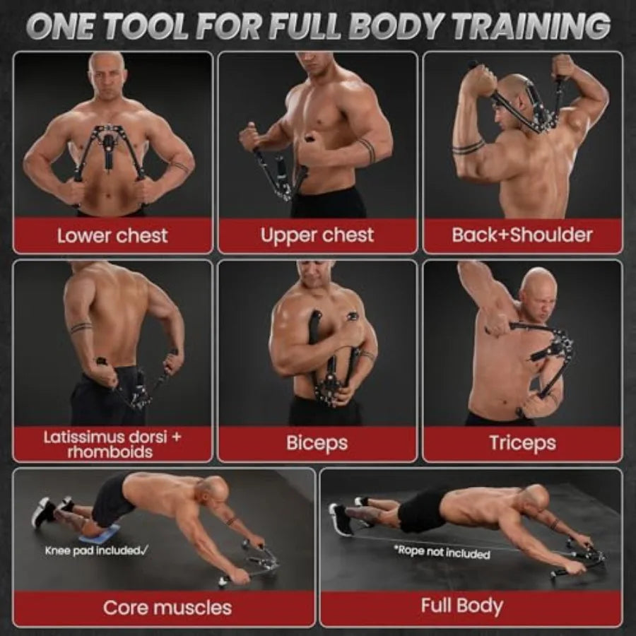 Chest, Arm and Ab Trainer, 3 in 1 Hydraulic Power Equipment, Adjustable 22-440lbs