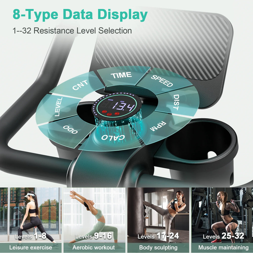32-Level Magnetic Resistance Stationary Exercise/Workout Cycling Bike for Home with Low Noise