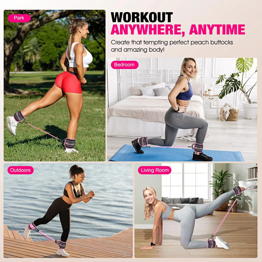 Ankle Resistance Bands with Cuffs for Leg and Booty Workouts, Adjustable Fitness Equipment