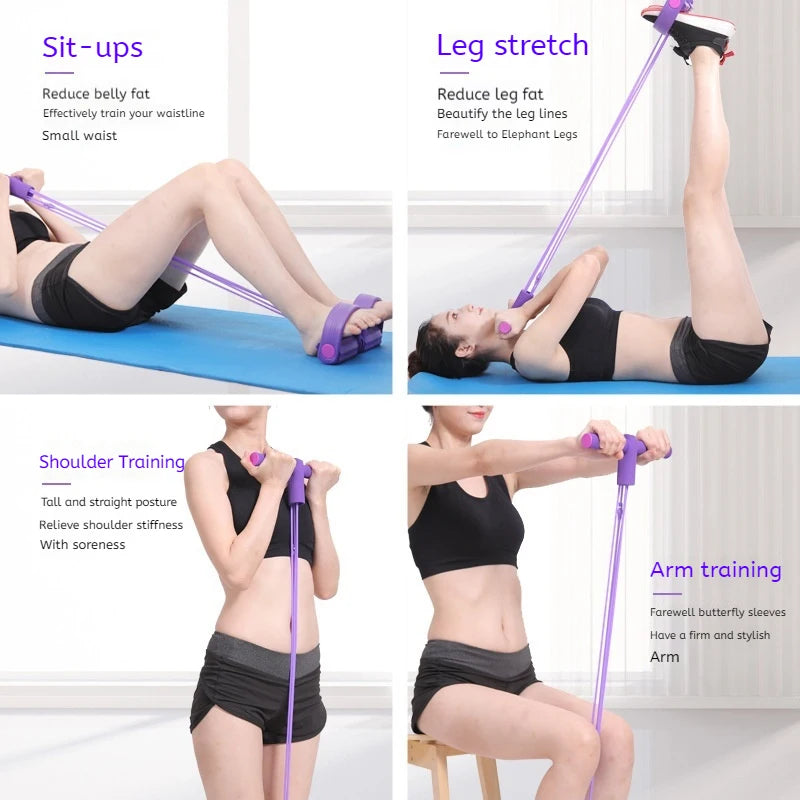 6-Tube Resistance Band, Multi Function Tension Rope Fitness Bands, 6-Tube Elastic Yoga, Pedal Puller For Sports Exercises Home Gym