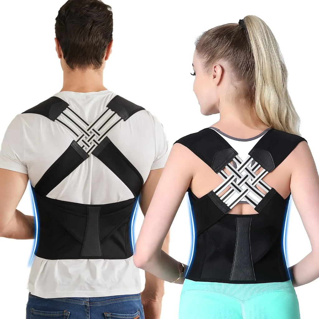 Adjustable Full Back Brace Posture Support, Shoulder Corrector for Women and Men