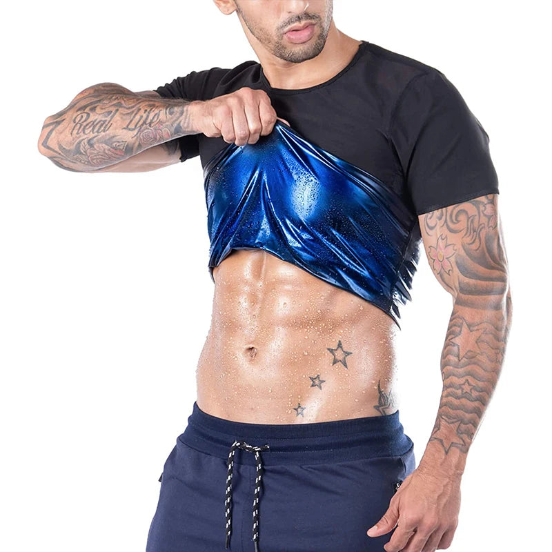 Sauna Shirt, Sweat Suit, Short Sleeve Compression T-Shirt for Weight Loss, Body Shaper, Workout, and Sports
