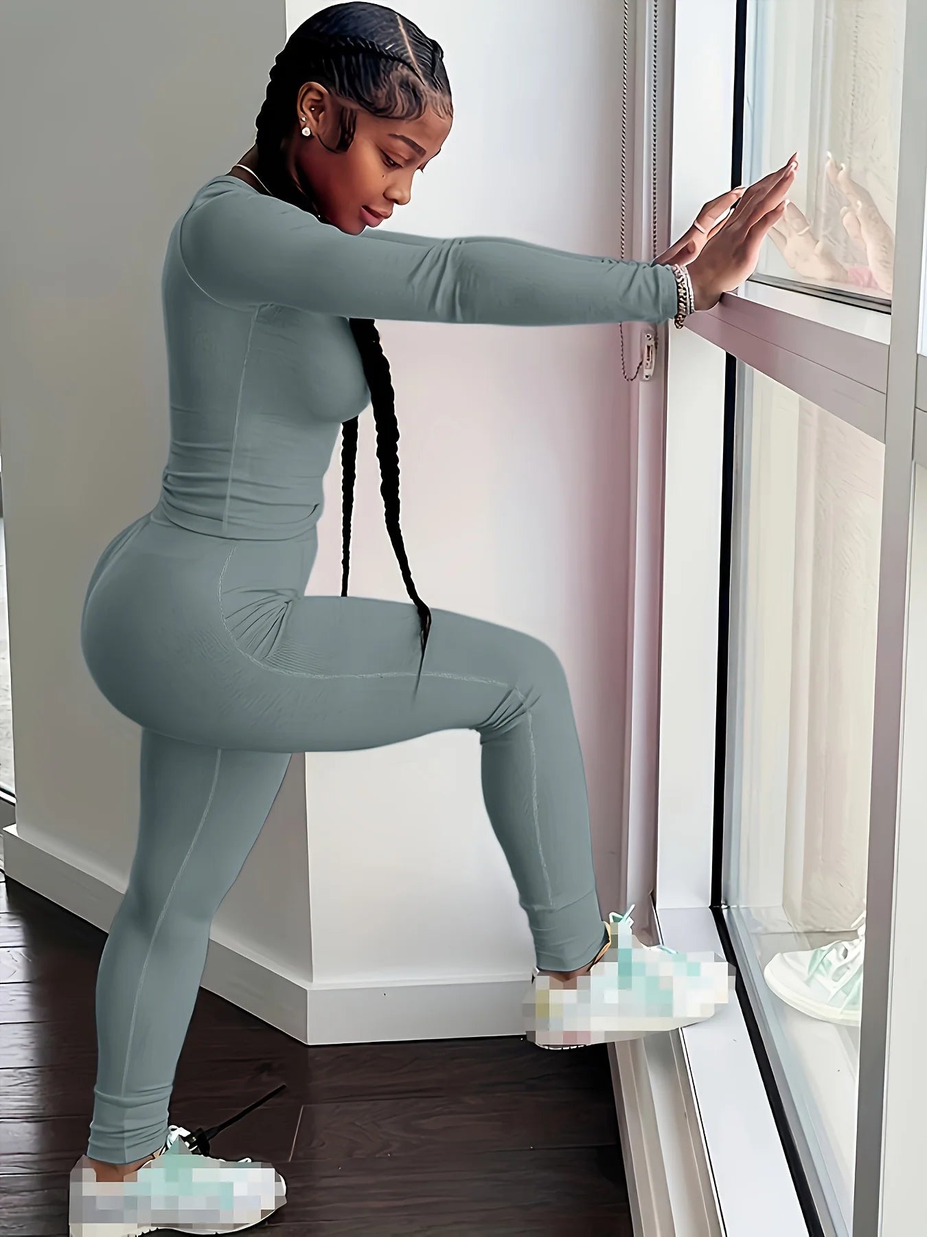 Women Clothing, Long sleeves, and Leggings. Exercise 2 Piece Set