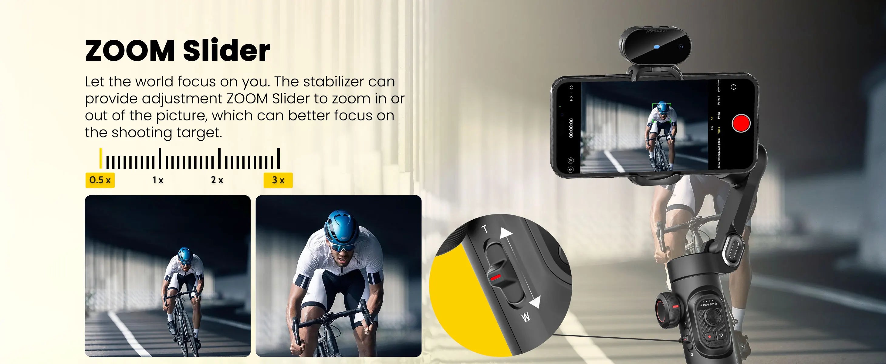 Smart AI Gimbal Stabilizer for Smartphone, AI Tracking, gesture control