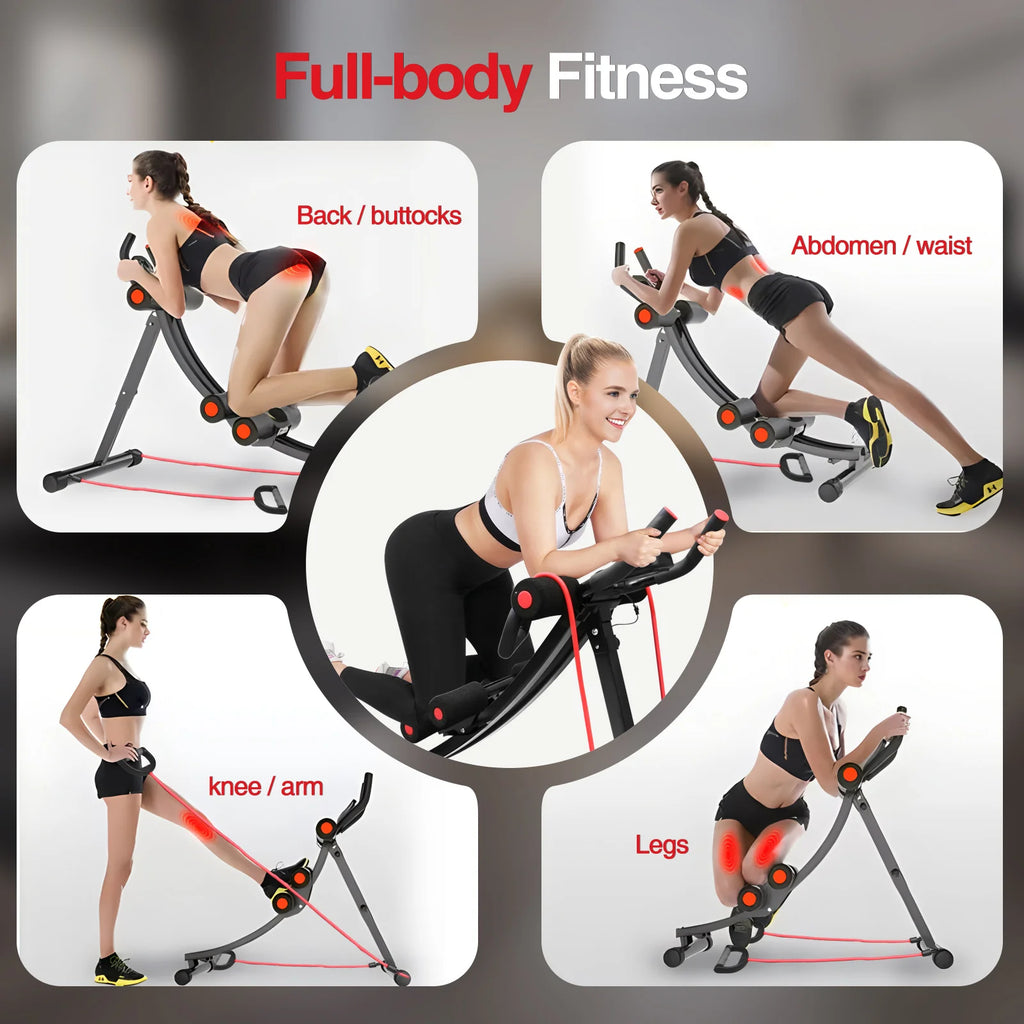 GIKPAL Foldable Ab Machine, Ab Workout Equipment for Home Gym, Core & Abdominal Trainer, Fitness Equipment, Max 440lbs LCD Display