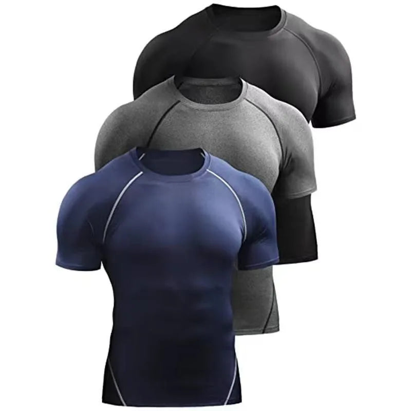 Fitness clothes, men's outdoor sports, quick drying, short sleeved t-shirt, training, pro running, stretch, tight fitting